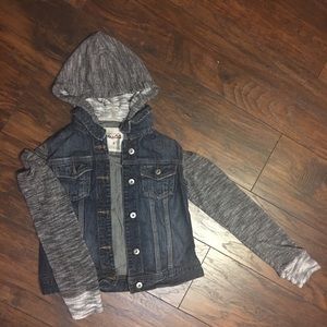 Small MUDD denim and terry sleeve jacket